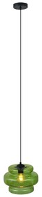 Lampada a sospensione retrò nera con vetro verde - Denise