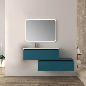 Mobile bagno blu petrolio 140 cm sospeso Slide