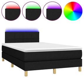 Letto a molle con materasso e led nero 120x190 cm in tessuto