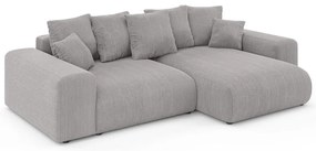 Divano angolare grigio chiaro allungabile/con contenitore (con composizione variabile) con rivestimento in velluto a coste Luma – Ropez