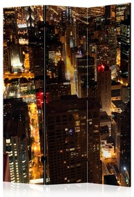 Paravento separè Città di Notte - Chicago (3-parti) - architettura urbana al crepuscolo