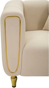 Poltrona color crema con poggioli/con gambe con rivestimento in velluto Alma – Mauro Ferretti