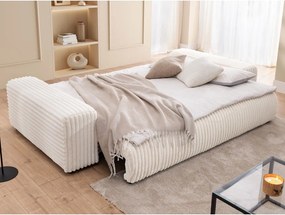 Divano color crema allungabile/con contenitore con rivestimento in velluto a coste 260 cm Justin – Ropez