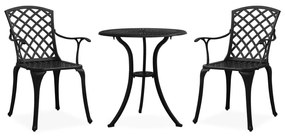 Set Da Bistrot 3 Pz İn Alluminio Pressofuso Nero /