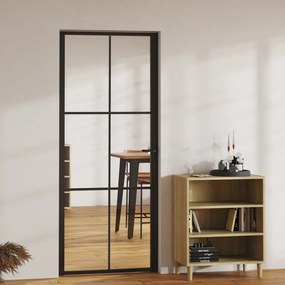 Porta Da Interno Esg Vetro E Alluminio 83x201,5 Cm Nera /
