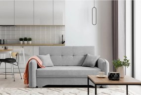 Divano grigio chiaro allungabile/con contenitore e rivestimento in ciniglia 155 cm Laine – ELTAP