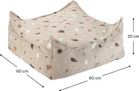 Pouf a sacco per bambini marrone chiaro con rivestimento in bouclé e ciniglia Terrazzo Square – Wigiwama