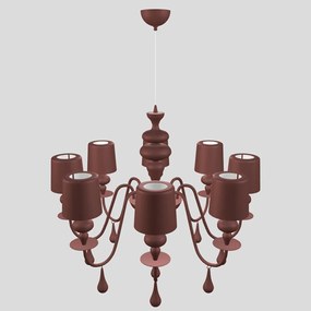 Lampadario Contemporaneo Eva In Plastica Rosso Alluminio 8 Luci