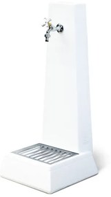 Fontana Da Giardino Moderna In Cemento Oslo 38x38x90 Cm Bianco KAM