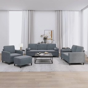 Set Di Divani 4 Pz Con Cuscini Grigio Scuro İn Velluto /