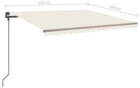Tenda da Sole Retrattile Manuale con LED 4,5x3,5 m Crema