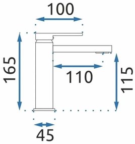 REA-B6555 - Miscelatore per lavabo VERSO 16,5 cm oro spazzolato