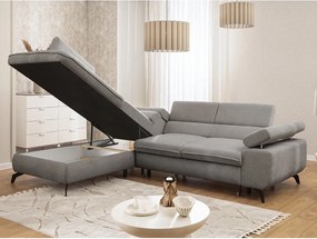 Divano angolare grigio chiaro (con penisola a sinistra/a L) con rivestimento in ciniglia Marbeya – Ropez