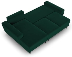 Divano angolare verde allungabile e con contenitore (con penisola a sinistra/con chaise lounge) con rivestimento in velluto Kyoto – Cosmopolitan Design