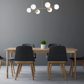 Lampadario color ottone con paralume in vetro Damar – Opviq lights