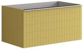 Mobile da bagno sotto lavabo Pixel grid giallo laccato L 80 x H 40 x P 45.5 cm 2 cassetti, lavabo non incluso