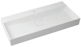 Lavabo a incasso rettangolare vasca centrale Neo L 105 x H 15 x P 49 cm in resina bianco lucido