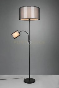 Burton piantana metallo nero con lampada da lettura paralumi bianch...