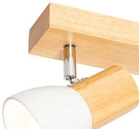 Faretto da soffitto in legno e bianco 2 luci orientabile - Thorin