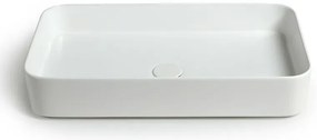 Lavabo da appoggio rettangolare 65 in ceramica bianco lucido Epsilon