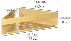 Mensola angolare autoportante per bagno in acciaio inox colore oro Genova Matt - Wenko