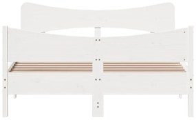 Giroletto con testiera bianco 160x200 cm legno massello di pino