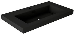 Lavabo a incasso rettangolare vasca centrale Nantes L 81 x H 6 x P 46 cm in resina nero satinato