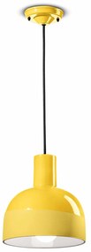 Lampadario Vintage Decò Caxixi Ceramica Giallo Limone 1 Luce E27