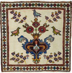 Shiraz Tappeto 70x70 Beige (Iran) Annodato A Mano