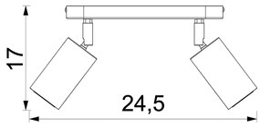 Luminex Plafoniera Nise, a 2 luci, acciaio nero, legno