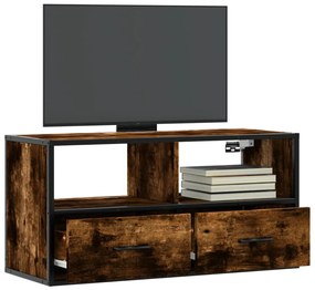 Mobile Tv Rovere Fumo 80x31x39,5 Cm Legno Multistrato E Metallo /