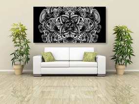 Quadro su tela – Mandala della salute in bianco e nero