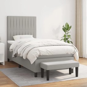 Giroletto A Molle Con Materasso Grigio Chiaro100x200 Cm Tessuto /