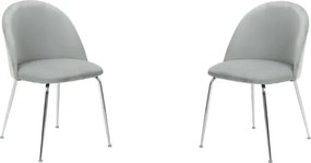 Sedia da pranzo in velluto Grigio Chiaro con gambe in metallo Cromo - PARIS 2 sedie