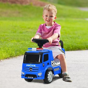 Costway Auto a spinta polizia per bambini con spazio di archiviazione, Scooter mercedes benz per interno ed esterno Blu