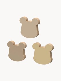 Set di 3 ganci da parete in legno di faggio fatti a mano Bear