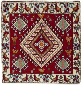 Shiraz Tappeto 60 x 60 Rosso (Iran) Annodato A Mano