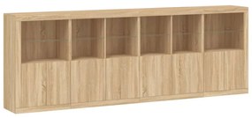 Credenza con Luci LED Rovere Sonoma 283x37x100 cm