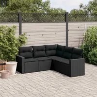 Set Divani da Giardino 5 pz con Cuscini in Polyrattan Nero 3251282