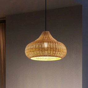 Lucande lampada a sospensione da esterno Taniola, a 1 luce, beige, rattan