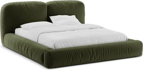 Letto matrimoniale imbottito verde con contenitore con rete inclusa 180x200 cm Martina – Micadoni