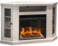 Camino Elettrico da Pavimento Effetto Fiamma 126x78x83 cm 900W/1800W in Legno Bianco