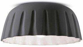 Plafoniera Grande Vintage Decò Madame Gres Ceramica Grigio Nerastro 1 Luce E27