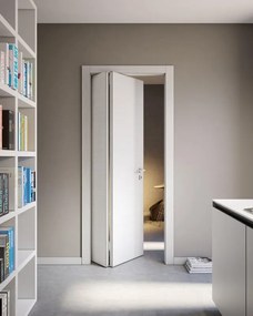 Porta pieghevole a libro asimmetrica Modena bianco matrix L 80 x H 210 cm sinistra