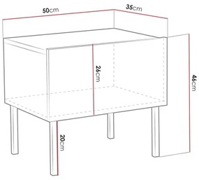 Comodino EXITO 46x50 cm bianco/oro