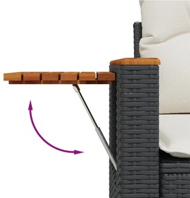 Set Divani da Giardino 5 pz con Cuscini in Polyrattan Nero