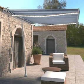 Tenda Automatica Con Sensore Vento E Led 300x250 Cm Blu Bianca /