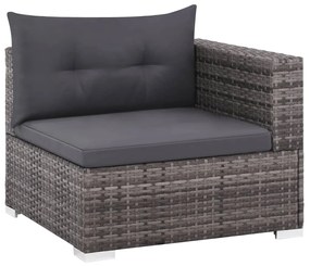 Set Divani da Giardino 3 pz con Cuscini in Polyrattan Grigio