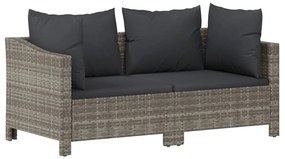 Set divani da giardino 7 pz con cuscini in polyrattan grigio