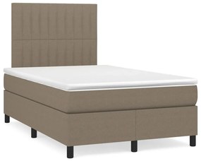 Letto a molle con materasso e led tortora 120x190 cm in tessuto